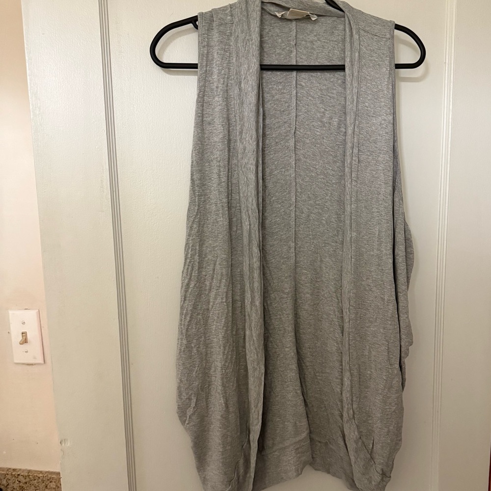 Michael Kors Gray Sleeveless Open Cardigan